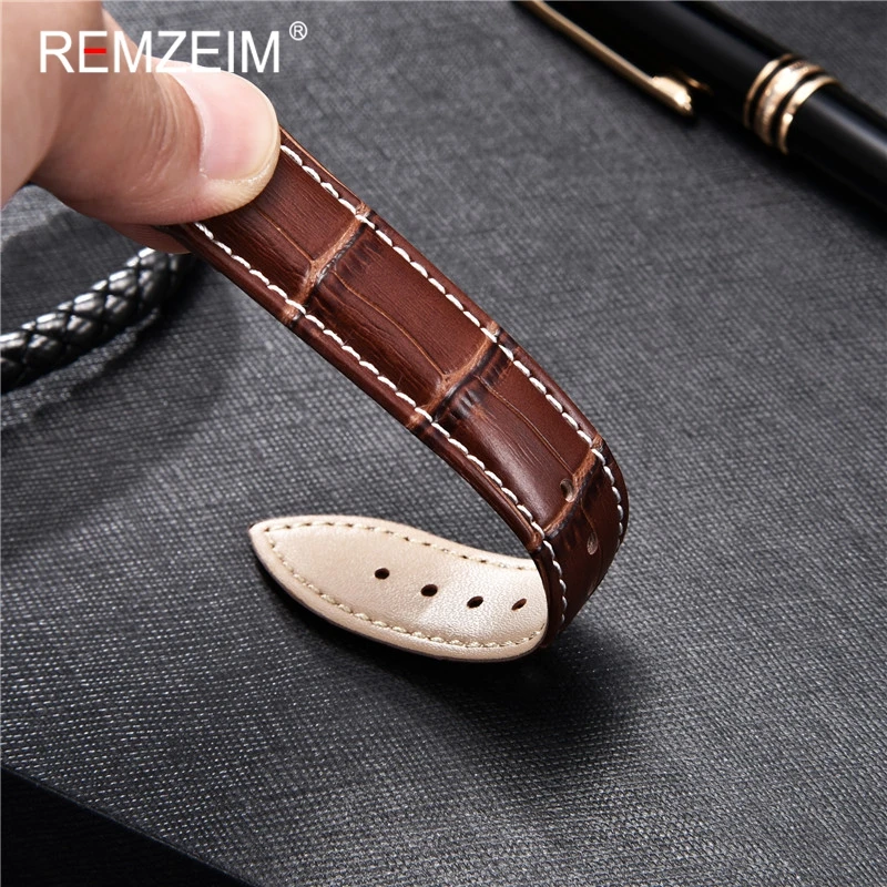 Calfskin Leather Watch Strap 18mm 20mm 22mm 24mm Watchband For Women Men Watch Accessories Solid Buckle Black Brown - Image 6