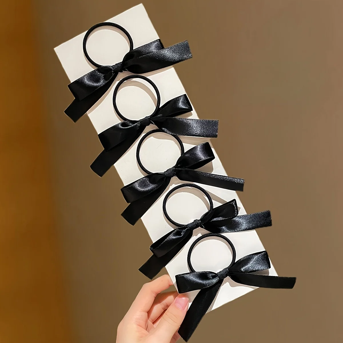 5Pcs Women's Style, Fashionable and Cute, Black Bow Hair Tie, Suitable for Daily Use, Recommended Gift Hair Accessories - Image 4
