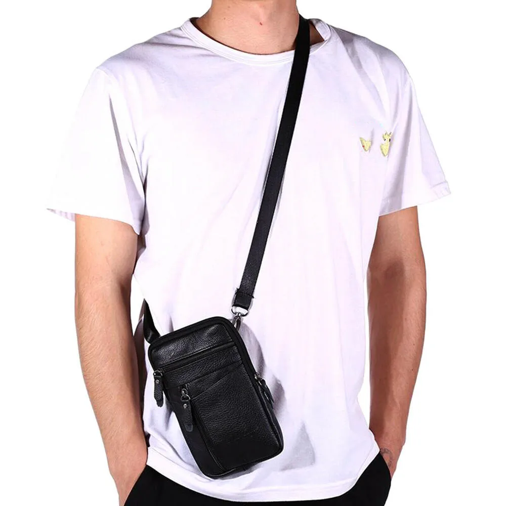 Men's Leather Small Bag Fashion Phone Pouch Belt Bag Shoulder Crossbody Waist Pack Vintage Multi-Function Mens Mini Bag 2022 New