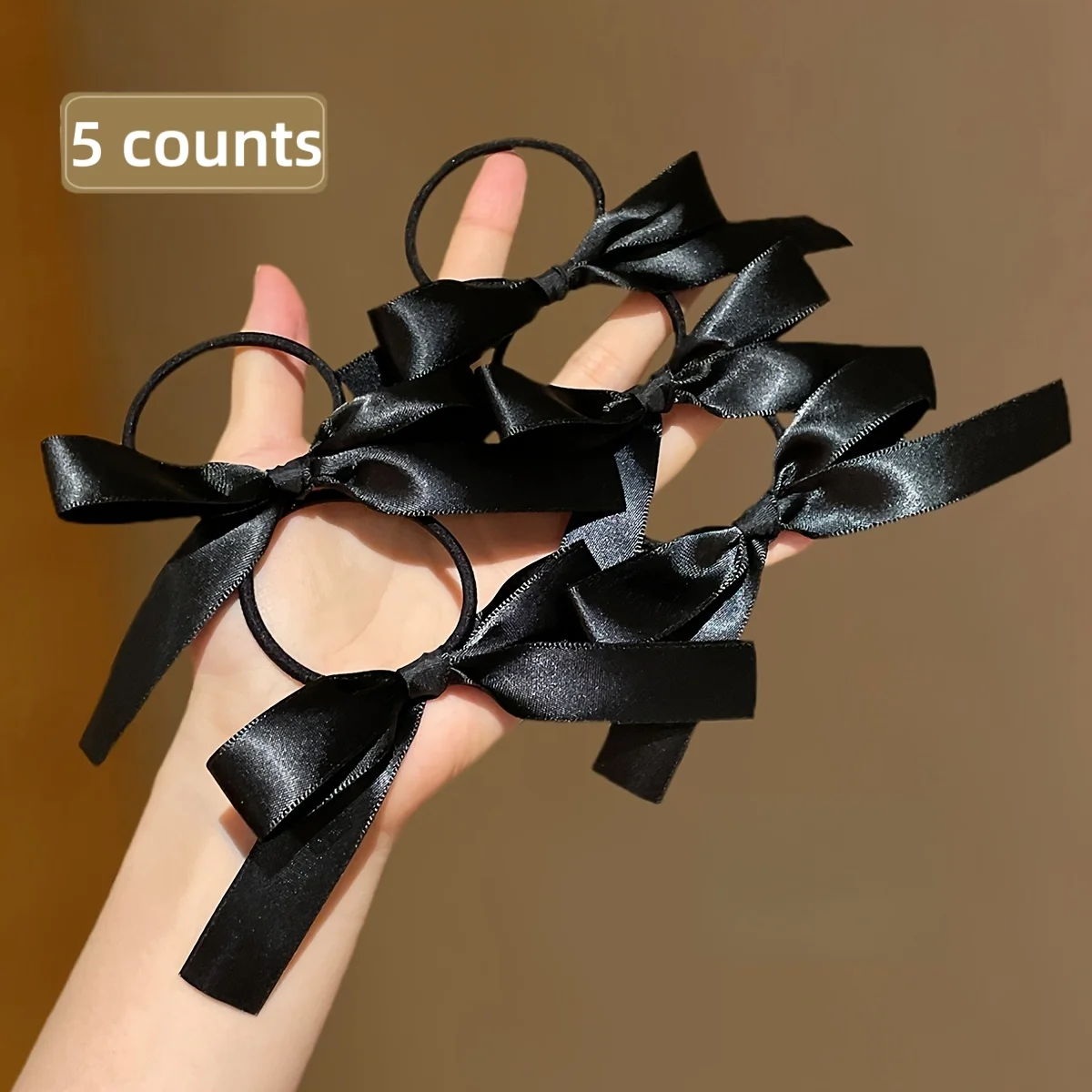 5Pcs Women's Style, Fashionable and Cute, Black Bow Hair Tie, Suitable for Daily Use, Recommended Gift Hair Accessories - Image 3