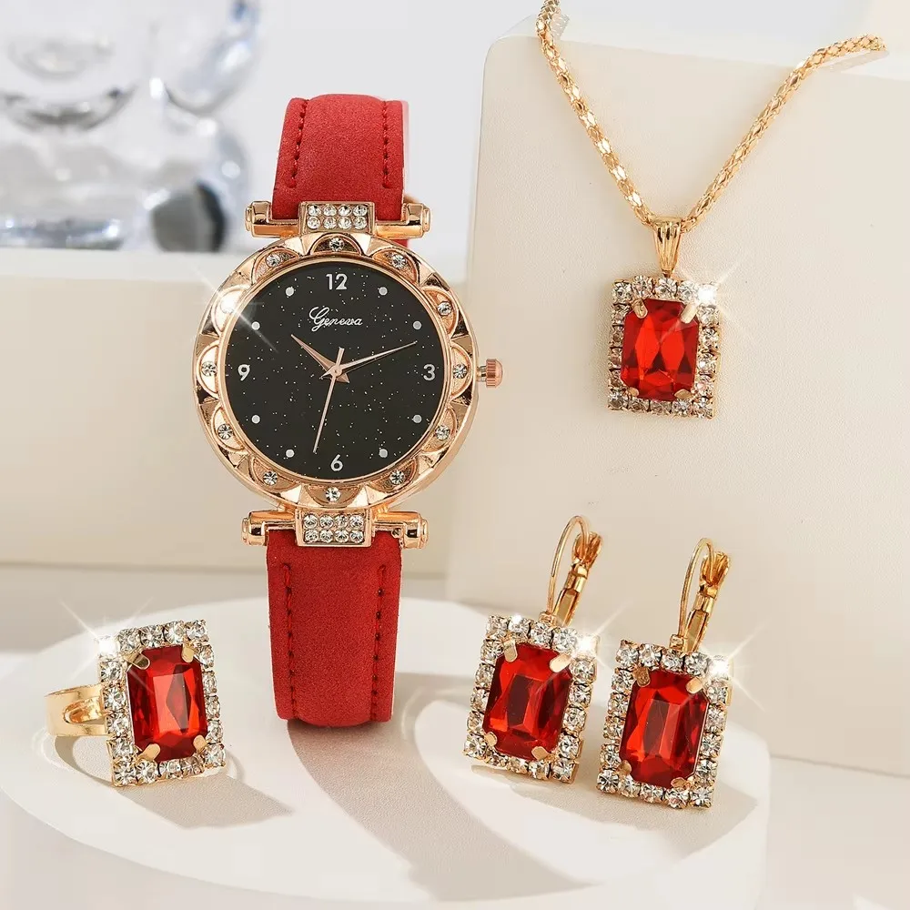 Womens Watches 5Pcs Set Luxury Rhinestone Women Fashion Elegant Wristwatch Quartz Watch For Girl WristWatch Bracelet Gift - Image 6