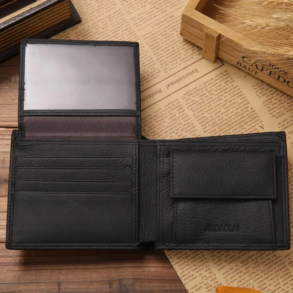Genuine Leather Mens Wallet Premium Product Real Cowhide Wallets For Man Short Black Wallet Portefeuille Homme Short Purses - Image 3