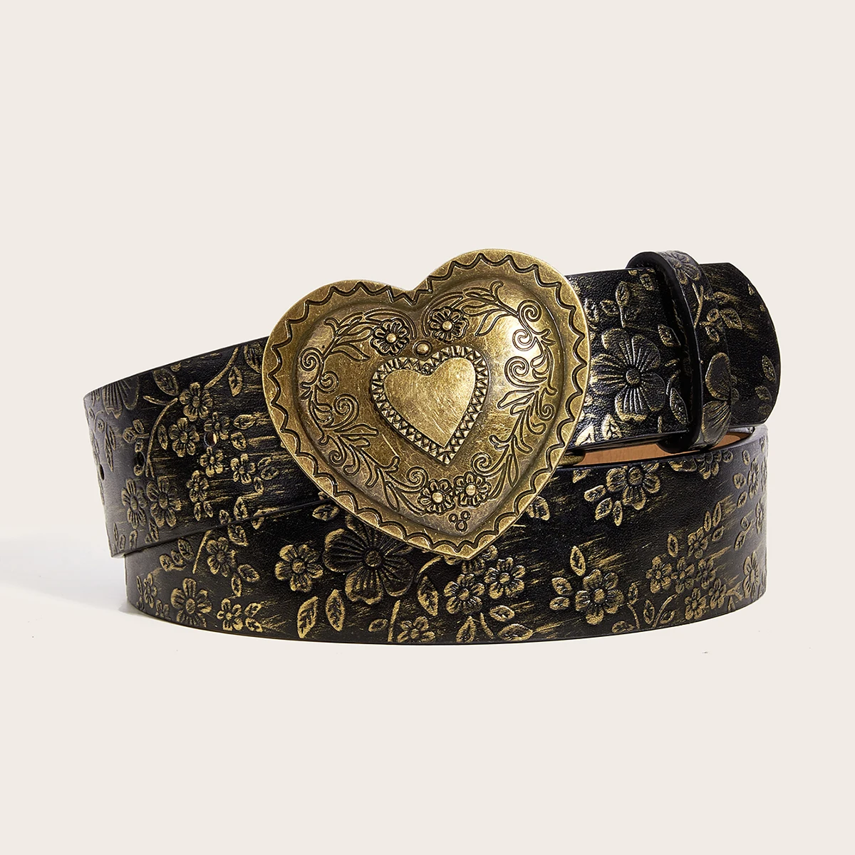 A love buckle pattern PU leather belt fashionable casual jeans - Image 4