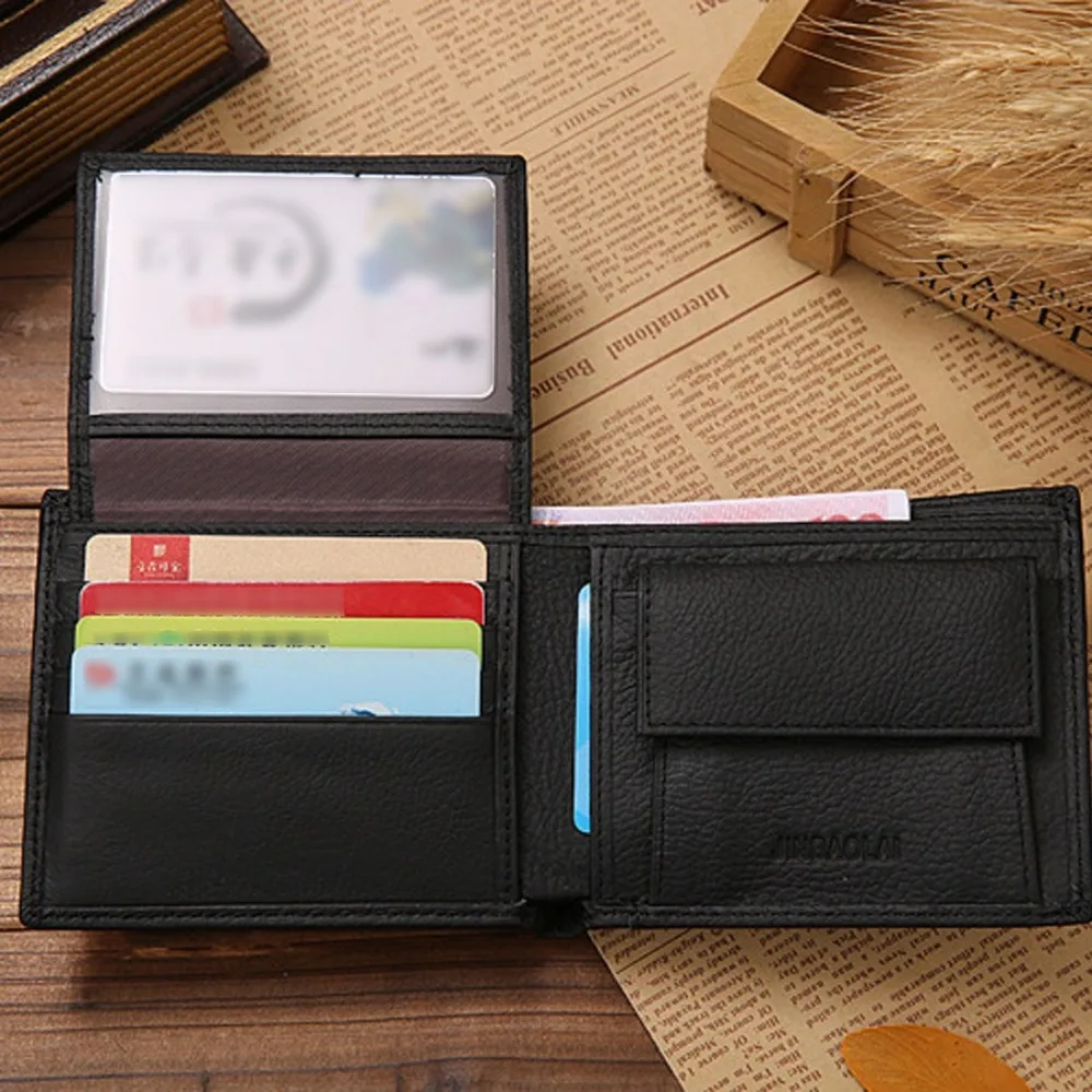Genuine Leather Mens Wallet Premium Product Real Cowhide Wallets For Man Short Black Wallet Portefeuille Homme Short Purses - Image 2