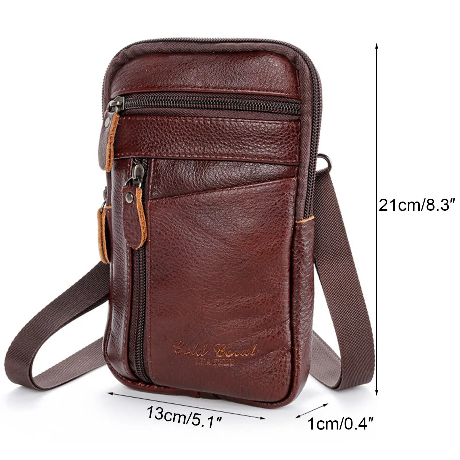 Men's Leather Small Bag Fashion Phone Pouch Belt Bag Shoulder Crossbody Waist Pack Vintage Multi-Function Mens Mini Bag 2022 New - Image 4