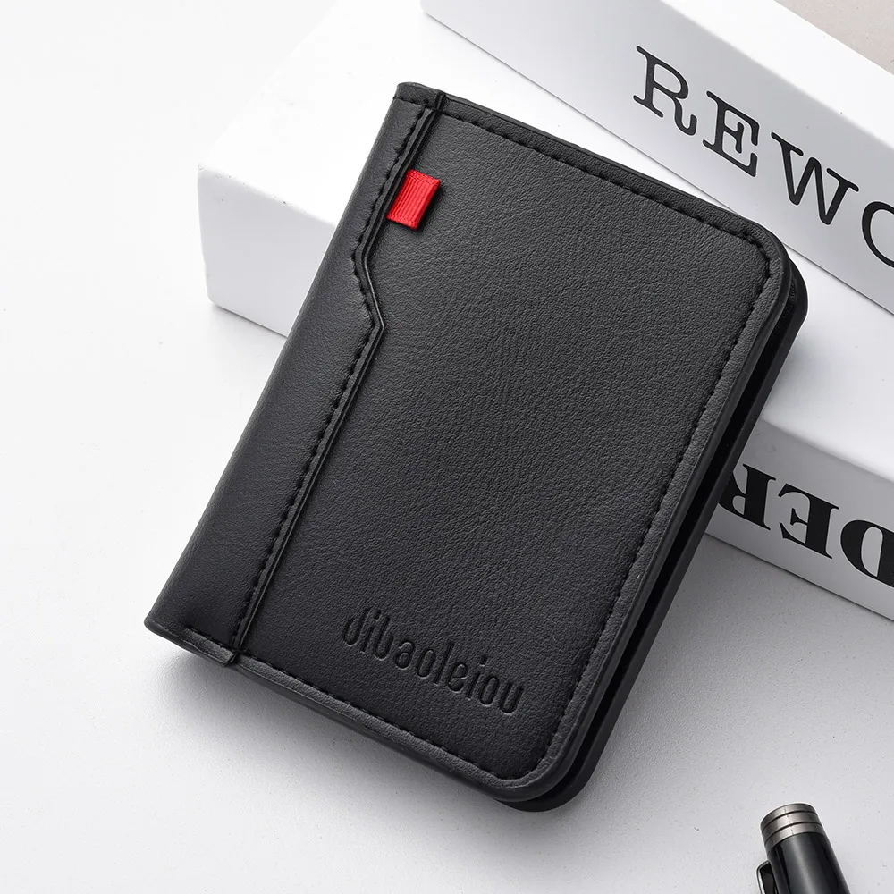 1Pc New Ultra-thin Mini Soft PU Leather Credit Card Wallet Holder Short Vertical High Quality Men's Wallet - Image 2