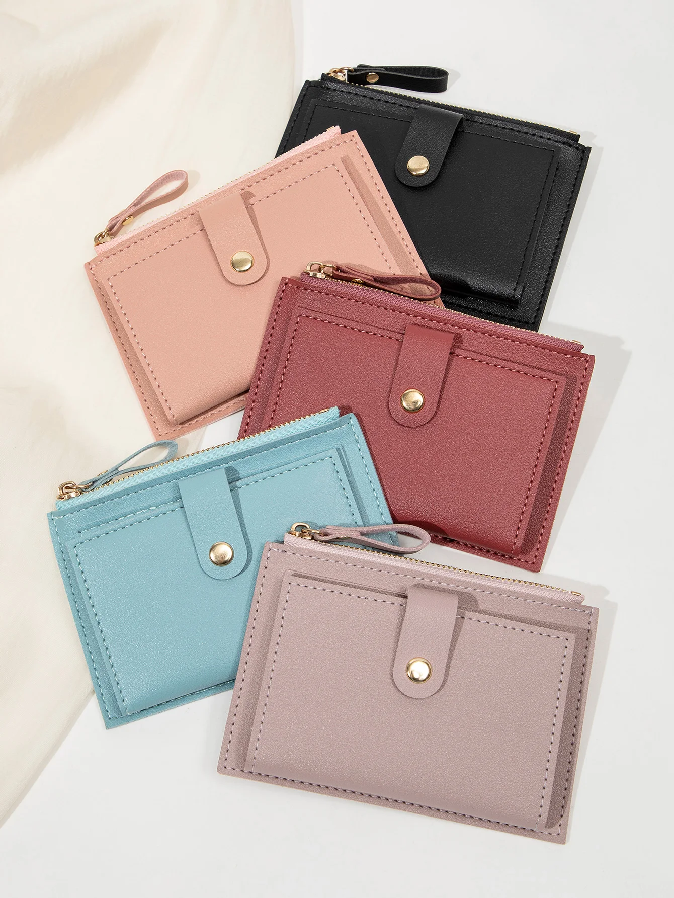 Minimalist and fashionable women's short card bag, ultra-thin mini PU leather zero wallet, women's credit card holder wallet - Image 6