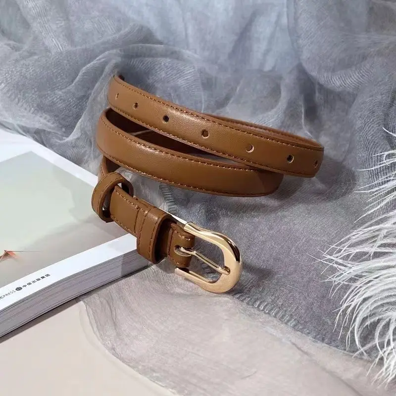 Belt Summer Brown Belt with Fine Matching Western Pants Simple and Versatile Belt 2024 New Fashion Decoration - Image 4