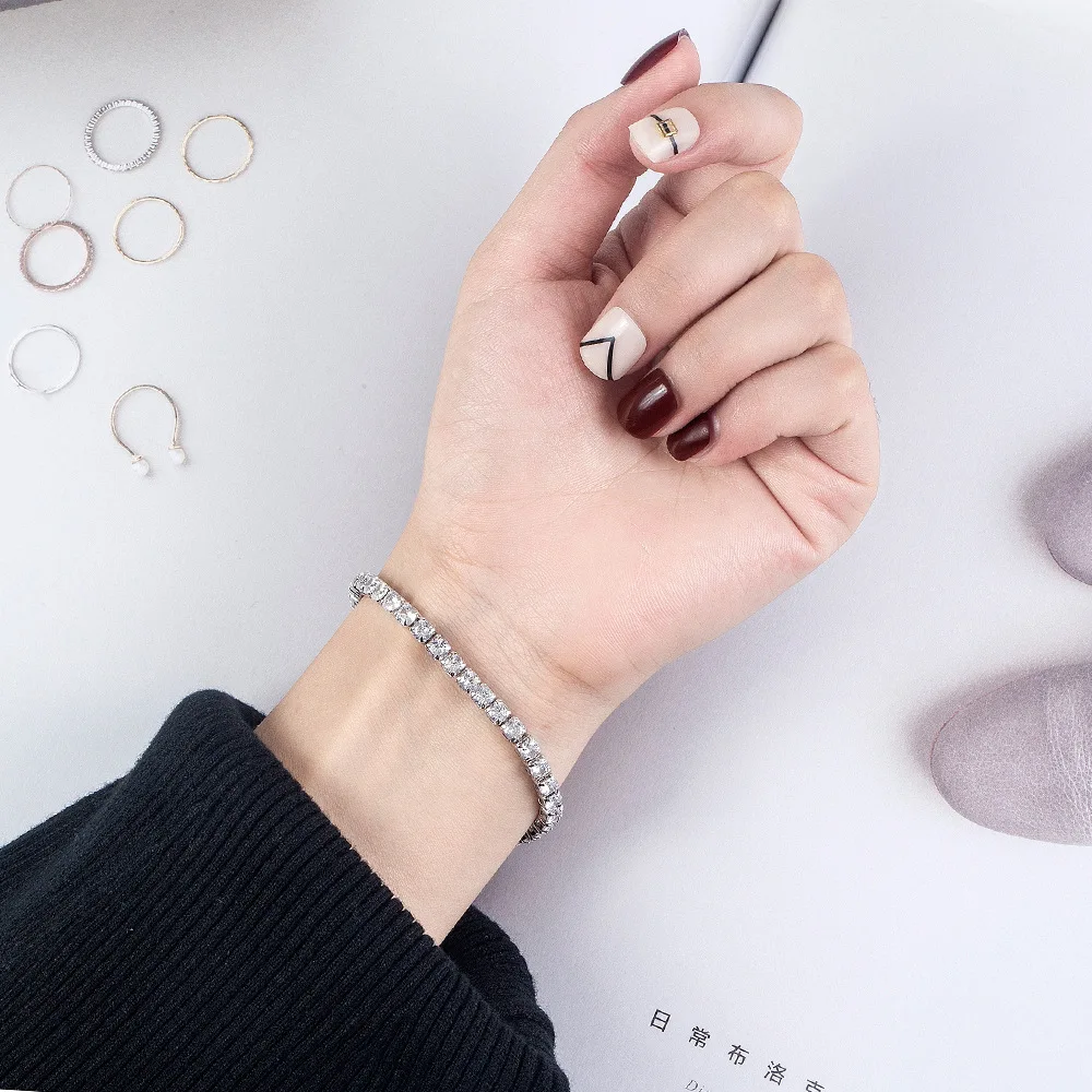 Lihong S925 Sterling Silver Bracelet Zirconia Tennis Ball Women Fashion Simple Engagement Wedding Charm Jewelry 4mm 16-20cm - Image 5