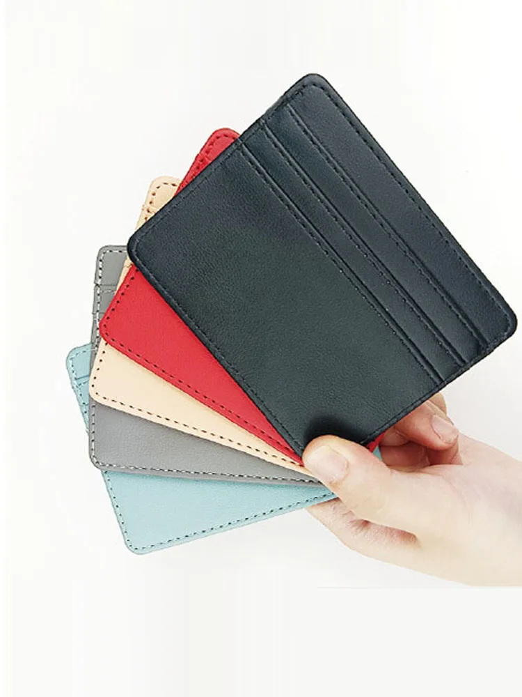 Colorful PU Leather Card Wallet - Compact Business Card Holder for Men & Women - Image 3