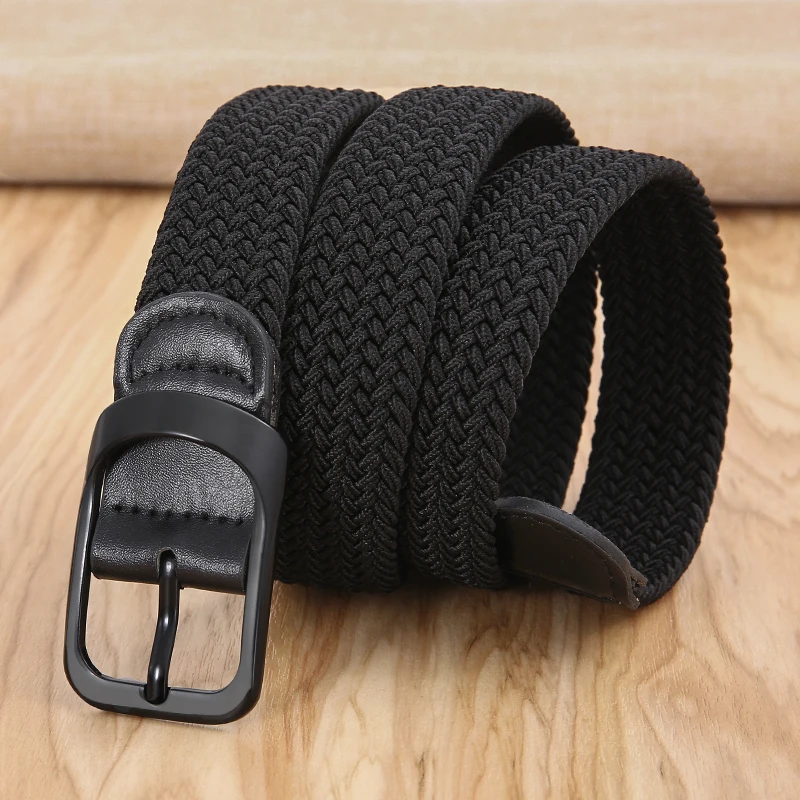 Non-hole Punch-free MEN'S AND WOMEN'S Woven Belt Elastic Stretch Canvas Belt Female Korean Style Versatile Student Pants Belt - Image 4
