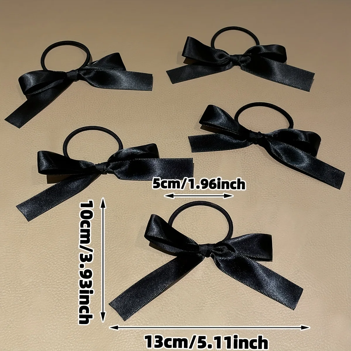 5Pcs Women's Style, Fashionable and Cute, Black Bow Hair Tie, Suitable for Daily Use, Recommended Gift Hair Accessories - Image 2