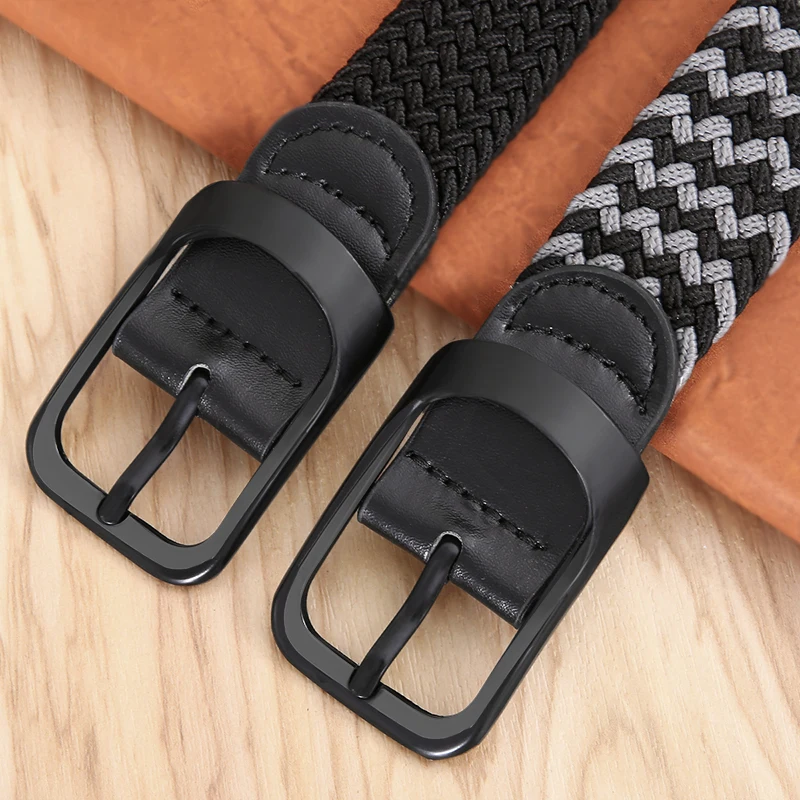 Non-hole Punch-free MEN'S AND WOMEN'S Woven Belt Elastic Stretch Canvas Belt Female Korean Style Versatile Student Pants Belt - Image 2